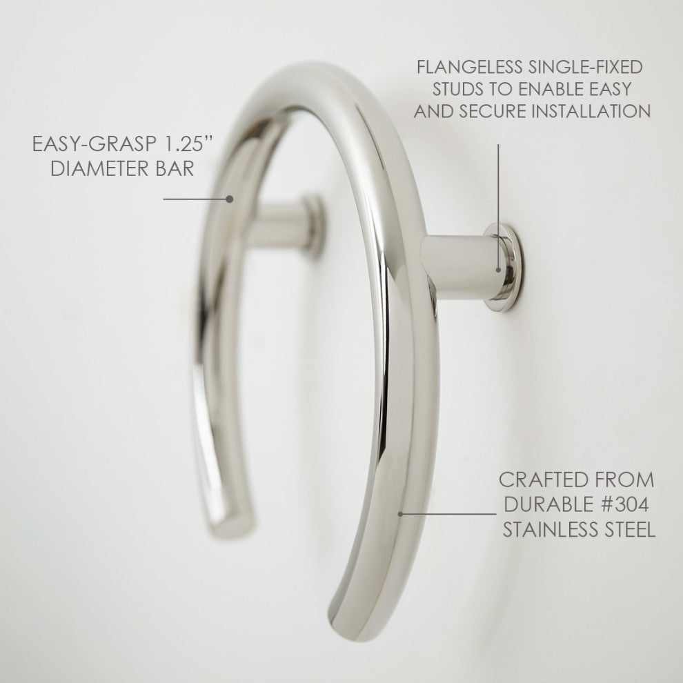 12" Huntington Shower Valve Grab Bar Front Mount, ADA Compliant, Polished