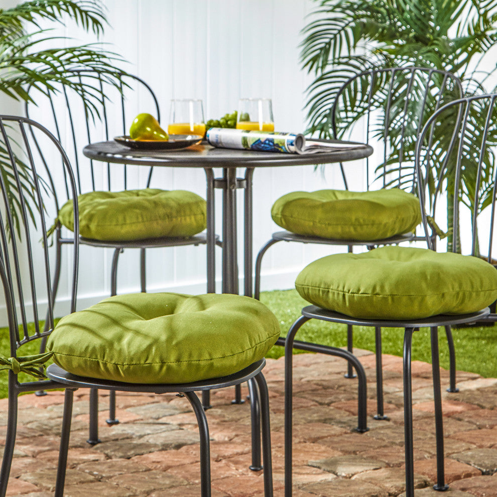 Round 15 in. Outdoor Bistro Chair Cushion, Set of 4, Summerside Green