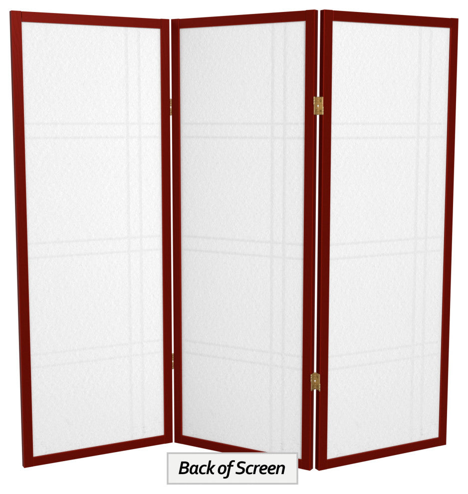 4' Tall Double Cross Shoji Screen, Rosewood, 3 Panels