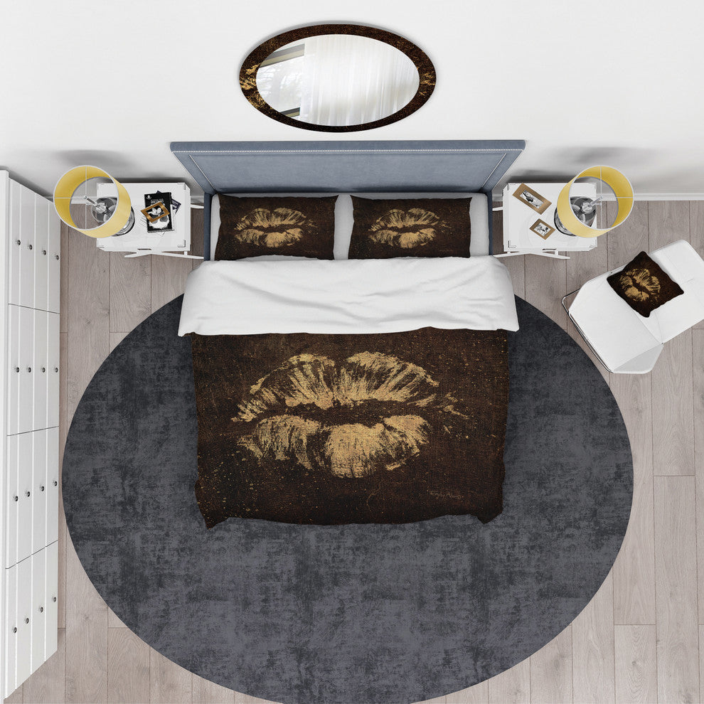Gold Fashions Lips Glam Duvet Cover Set, Twin