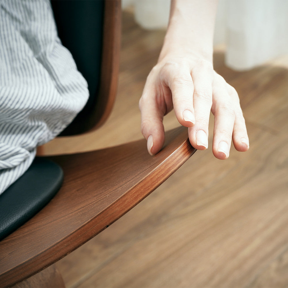 Modern Tripod Black Leather Shell Lounge Chair With Single Side, Black