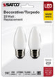 3W B11 LED, Frosted, Medium Base, 2700K, 250 Lumens, 120V, 2-Pack
