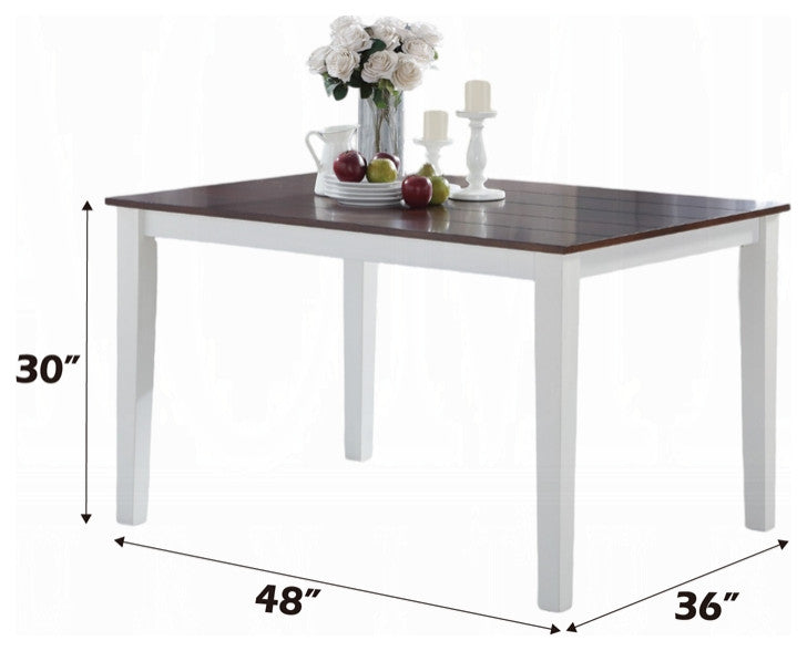 Green Leigh Dining Table, White and Walnut