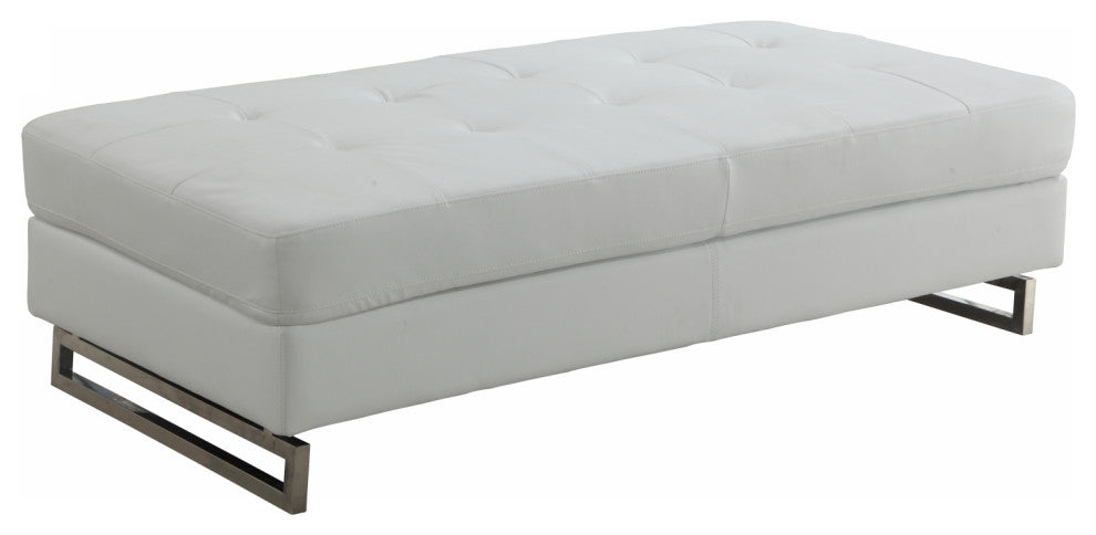 HomeRoots 63" X 32" X 19" White Ottoman
