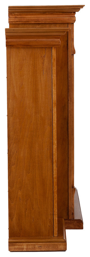 Canterbury Electric Fireplace With Bookcases, Glazed Pine