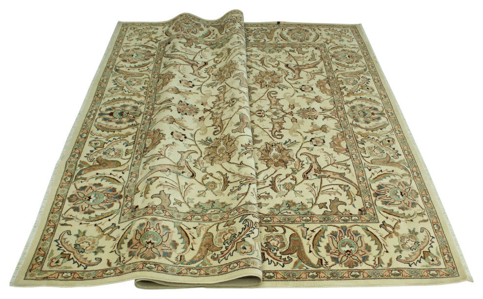 Turkish-Knotted Aesoburn Ivory/Gold Rug, 8'3x10'3