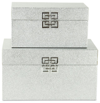 Galena "Double Happiness" Faux Shagreen Box Set, Silver