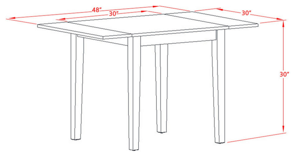 Norden Rectangular Table 30"X48" With 2 Drop Leaves, Black and Cherry Finish