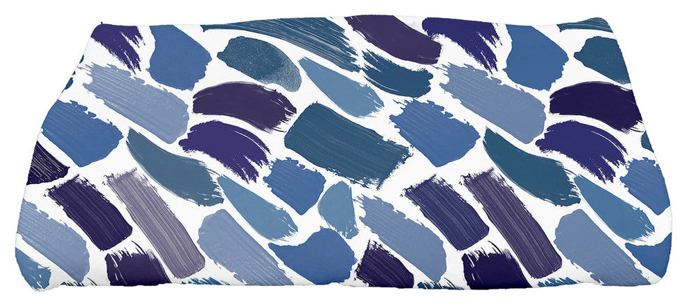 Rugby Stripe,Geometric Print Bath Towel,Blue, 28 x 58"