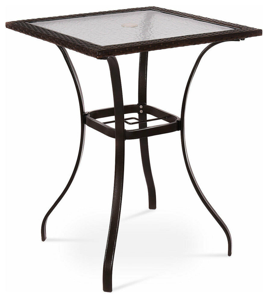 Costway Outdoor Patio Rattan Wicker Bar Square Table Yard Garden Furniture