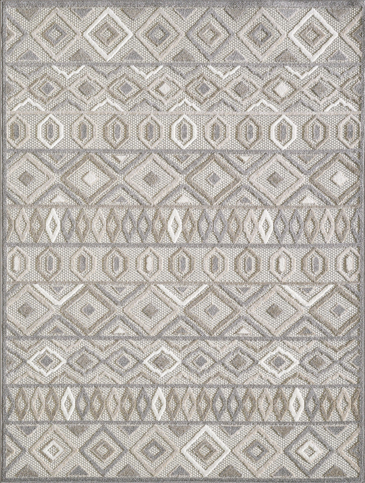 Calla Aztec Indoor/Outdoor Rug, Grey, 6'7 X 9'