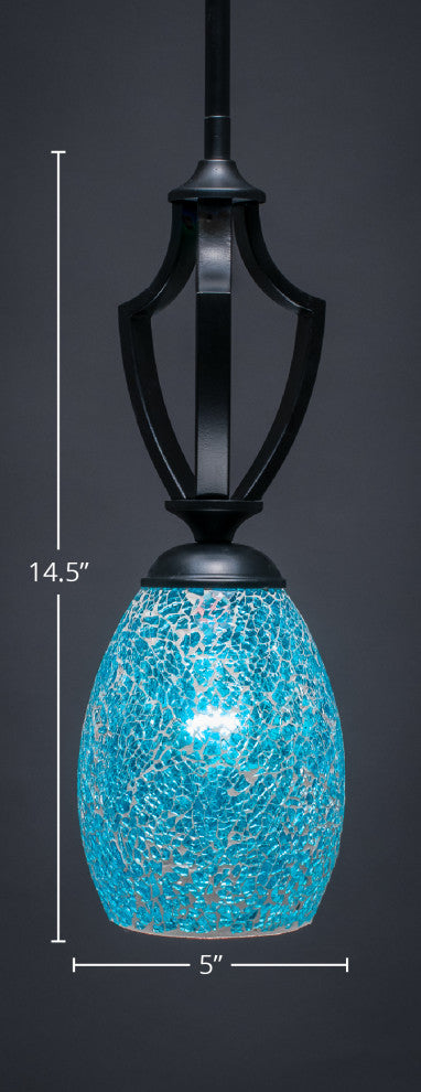 Zilo 1 Light Mini Pendant, 5" Turquoise Fusion Glass