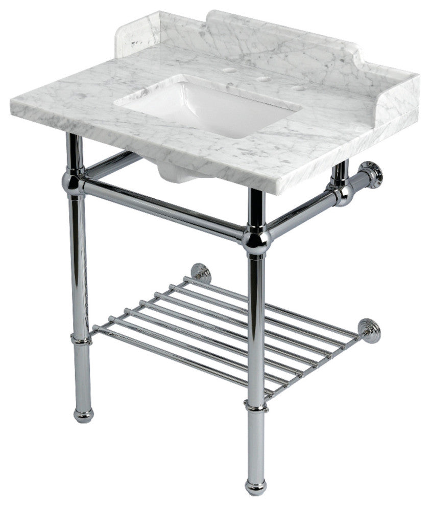 LMS30MBSQB1 30" Console Sink with Brass Legs (8-Inch, 3 Hole)