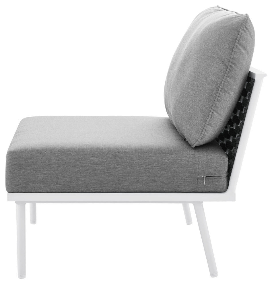 Lounge Middle Chair, White Gray, Aluminum, Modern, Outdoor Hospitality