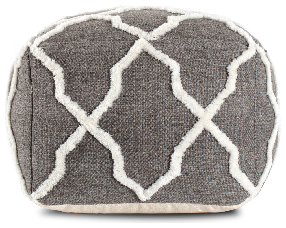 Diamond Joe 24"x24"x17" Gray/Ivory Pouf