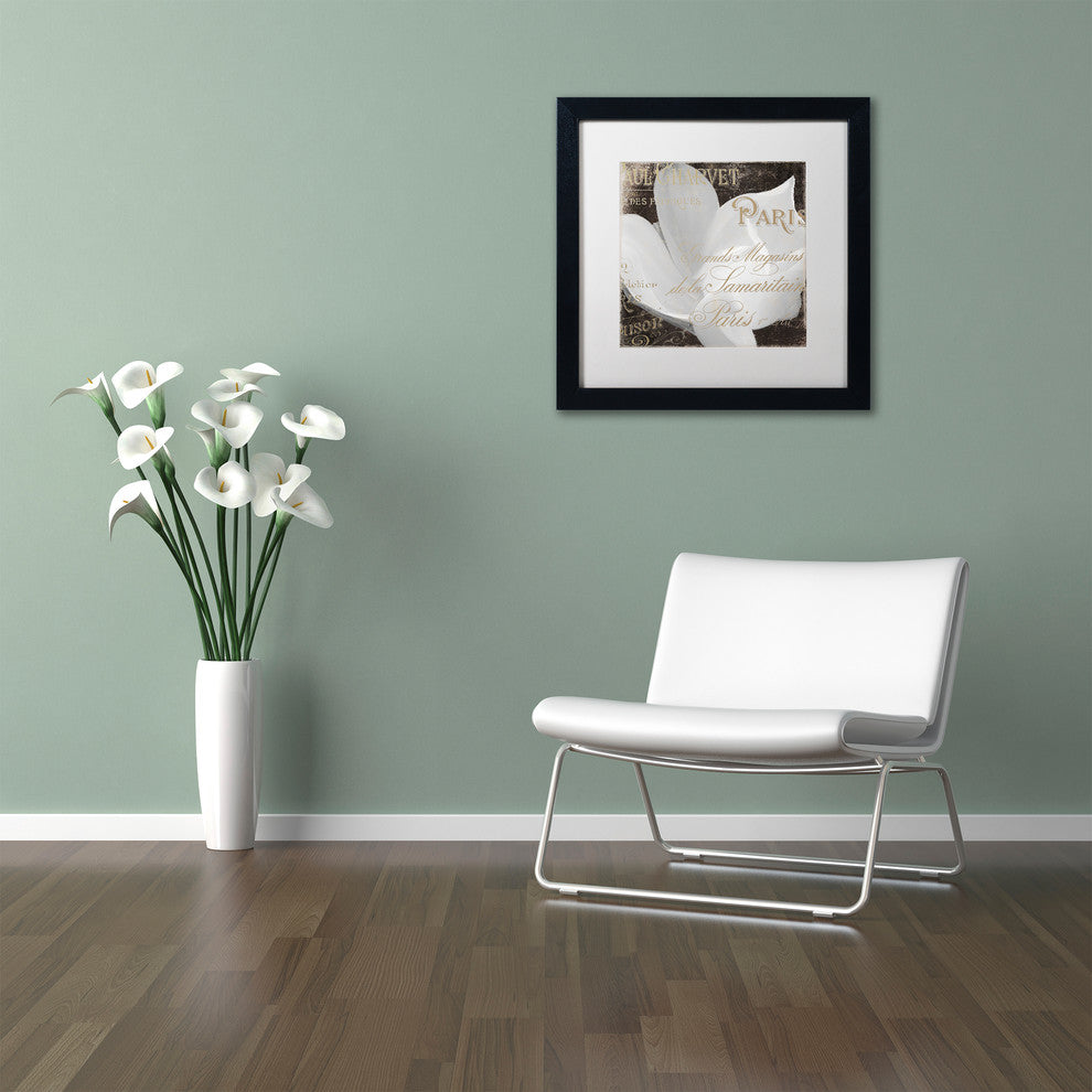 Color Bakery 'Fleurs Blanc II' Art, Black Frame, White Matte, 11"x11"