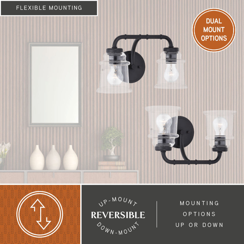 Toledo 2 Light Vanity Matte Black