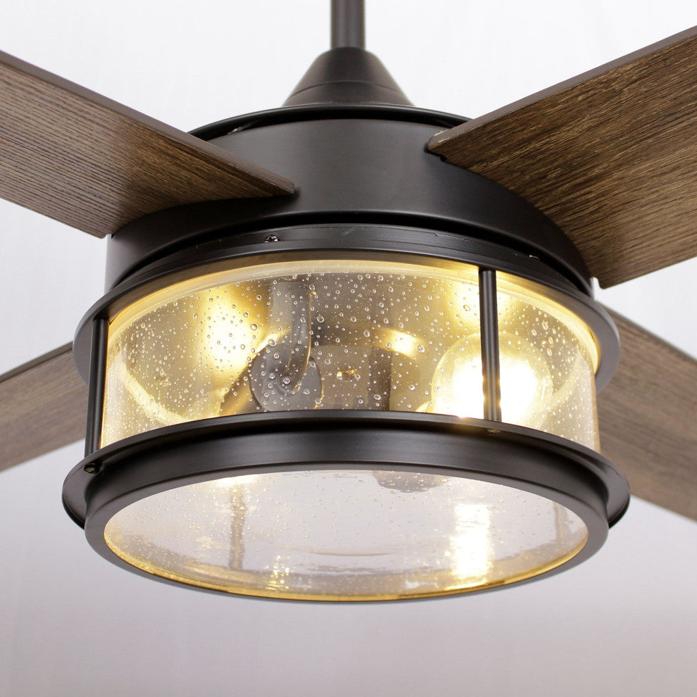 Black 52 in Modern Ceiling Fan with Remote Control