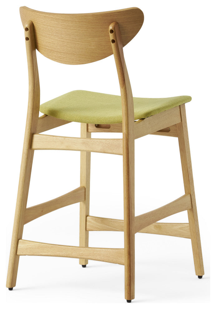 GDF Studio Molle Mid-Century Design Counter Stools, Green/Oak, Set of 2