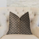 Cercles Dark Brown Luxury Throw Pillow, 18"x18"