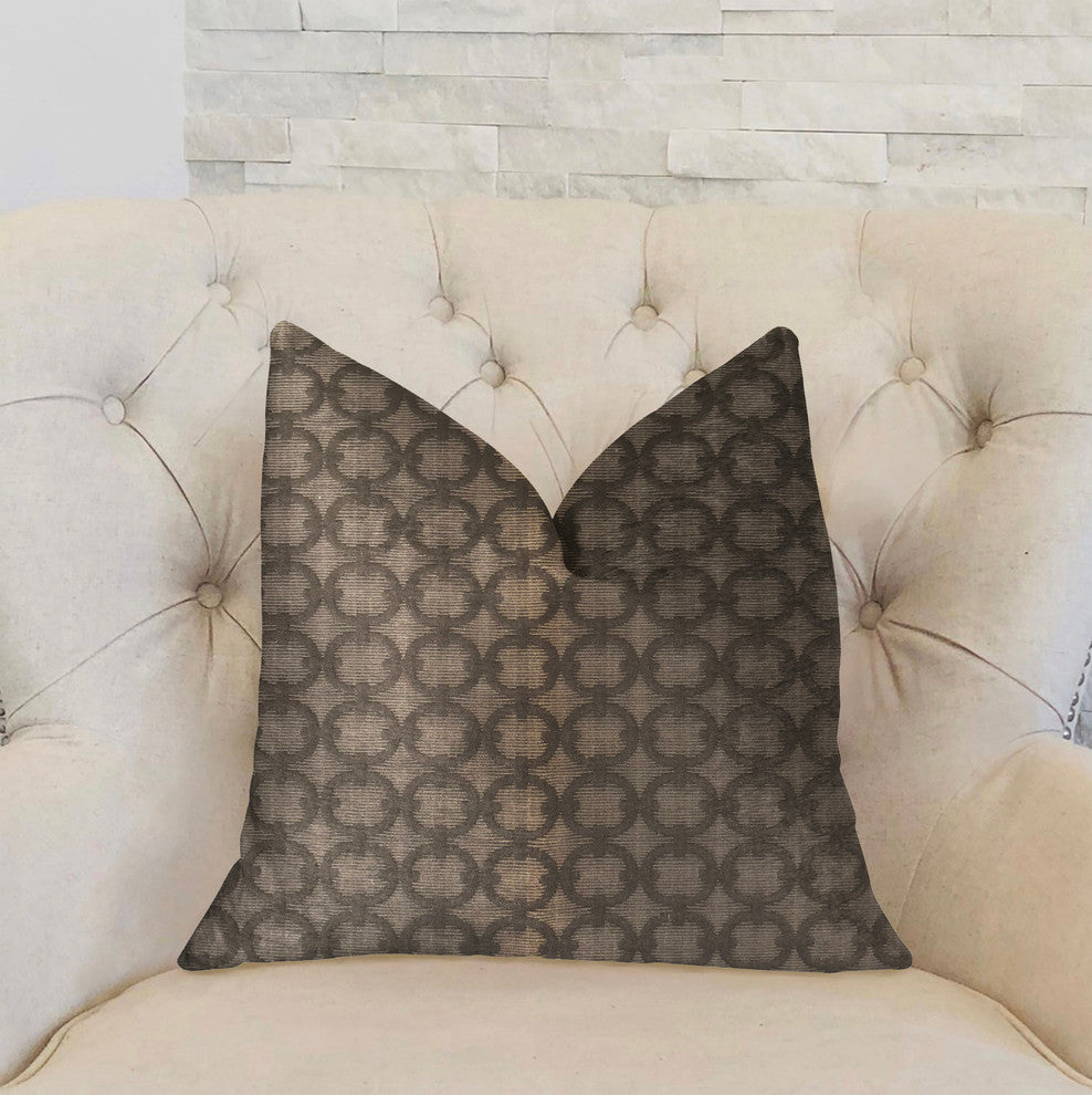 Cercles Dark Brown Luxury Throw Pillow, 18"x18"