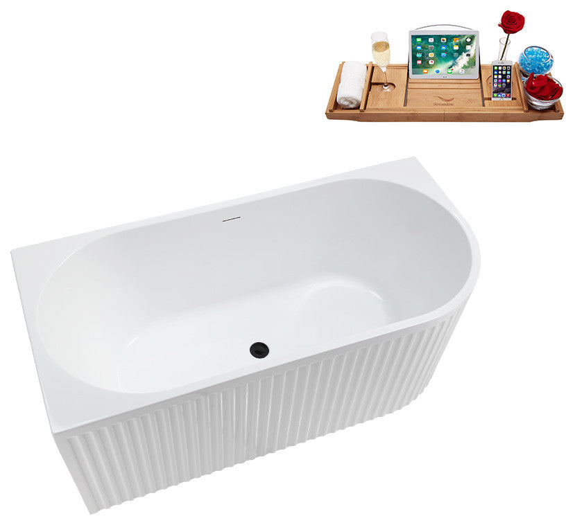 59" Streamline N4020BL Soaking Freestanding Tub and Tray With Internal Drain