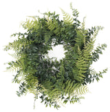 18" Buckler Fern & Grass Wreath-Green