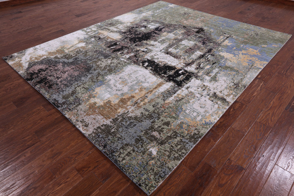 Modern Wool and Silk The Lake House Design Handmade Rug 8' 1" X 10' 0" Q7183