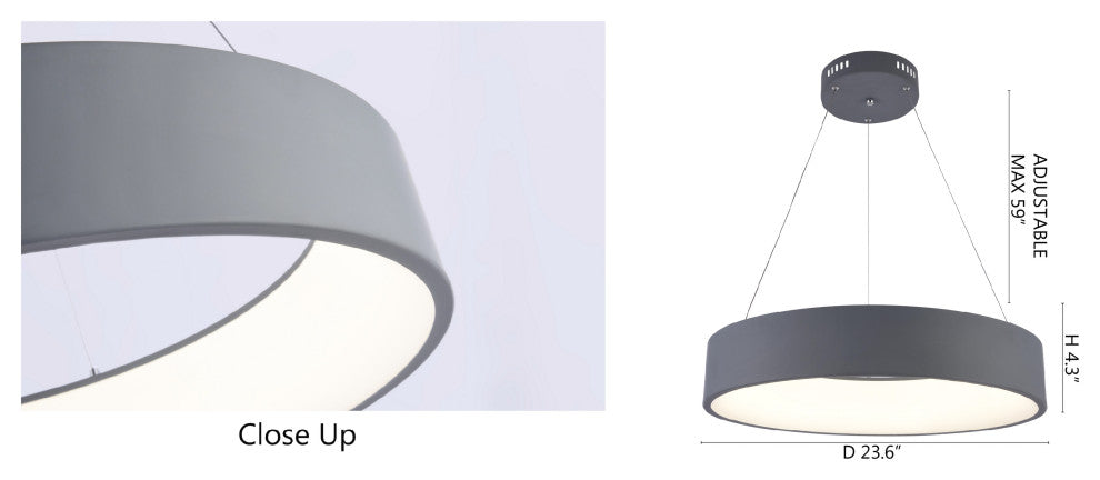 Round Gray LED Ring Frame Light Fixture