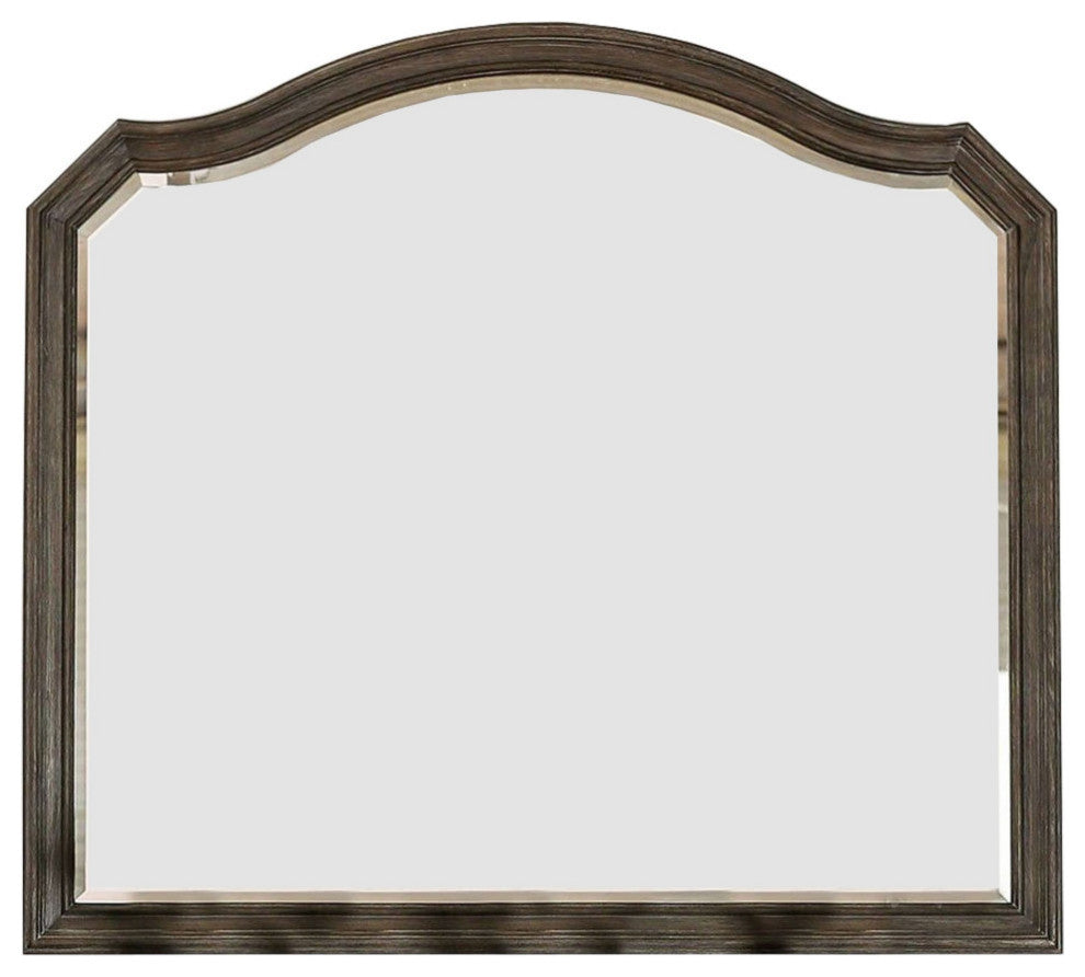 Benzara BM235524 43.5" Scalloped Mirror With Molded Details, Brown