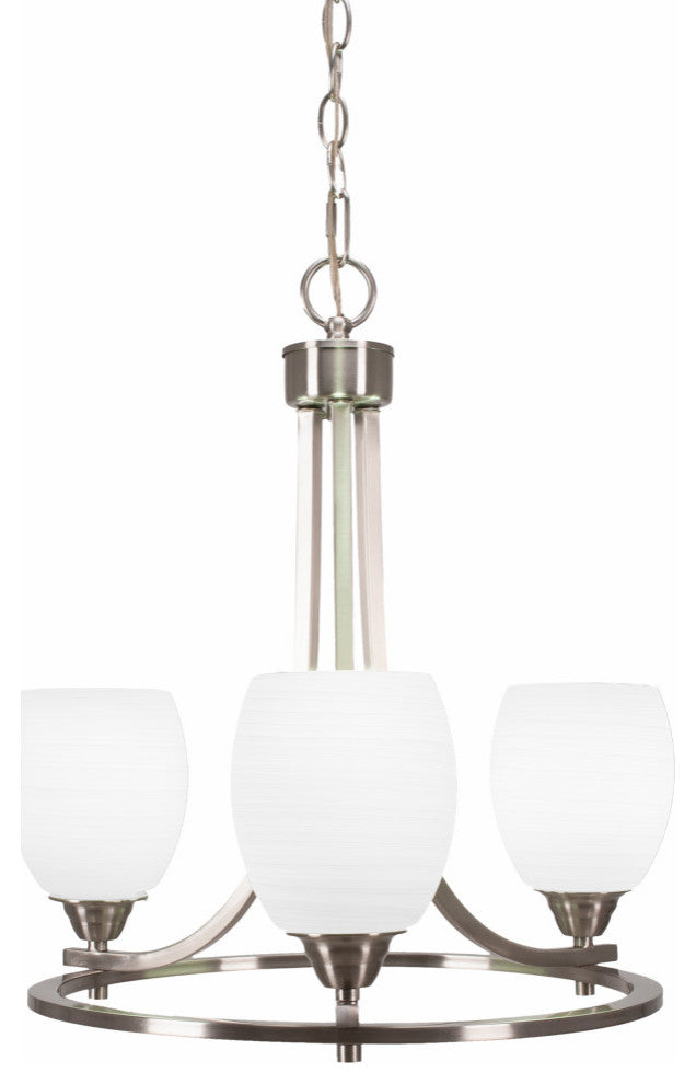 Paramount Uplight 3-Light Chandelier, Brushed Nickel, 5" White Linen Glass