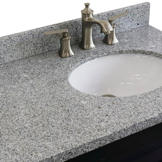 37" Single Sink Vanity, Dark Gray Finish With Gray Granite