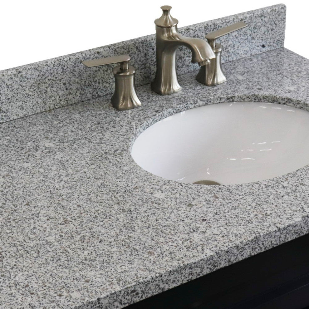 37" Single Sink Vanity, Dark Gray Finish With Gray Granite