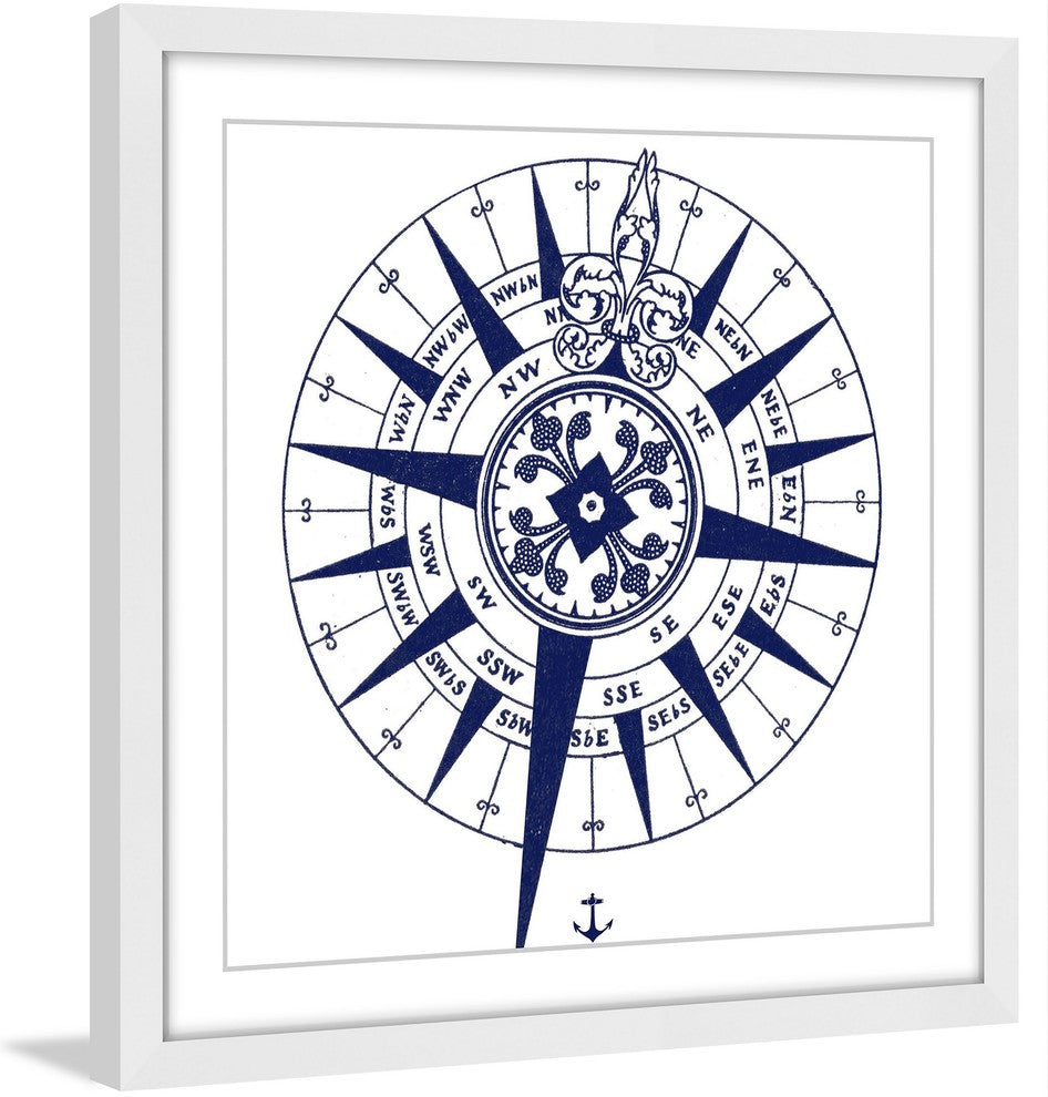"Blue Compass" Framed Painting Print