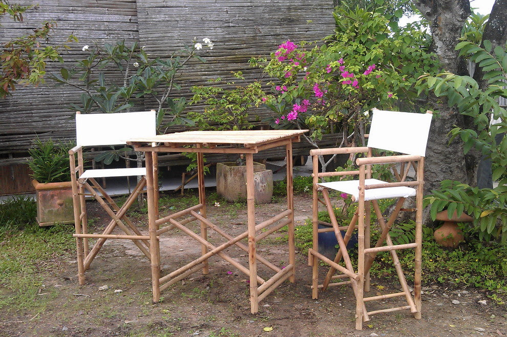 Director High Square 3-Piece Table Set, White, Natural
