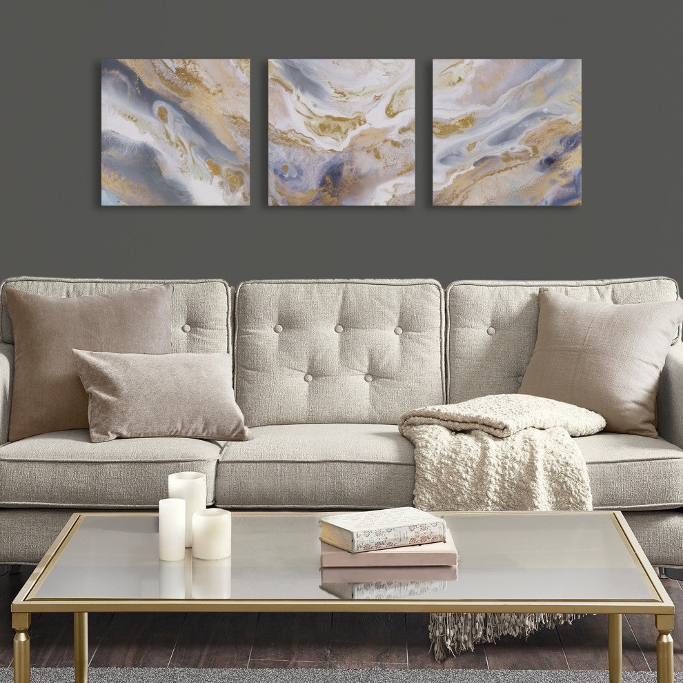 Madison Park Symphony Glitter Gold Foil Abstract Canvas Wall Art Set of 3
