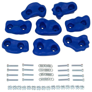 Swing Set Small Textured Rock Holds With Mounting Hardware, Set of 8, Blue