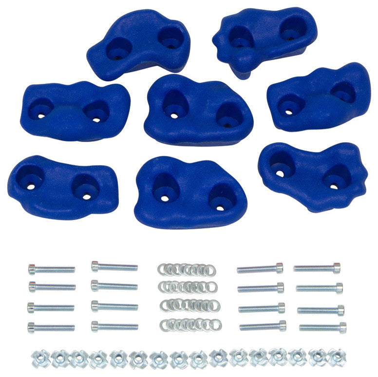 Swing Set Small Textured Rock Holds With Mounting Hardware, Set of 8, Blue
