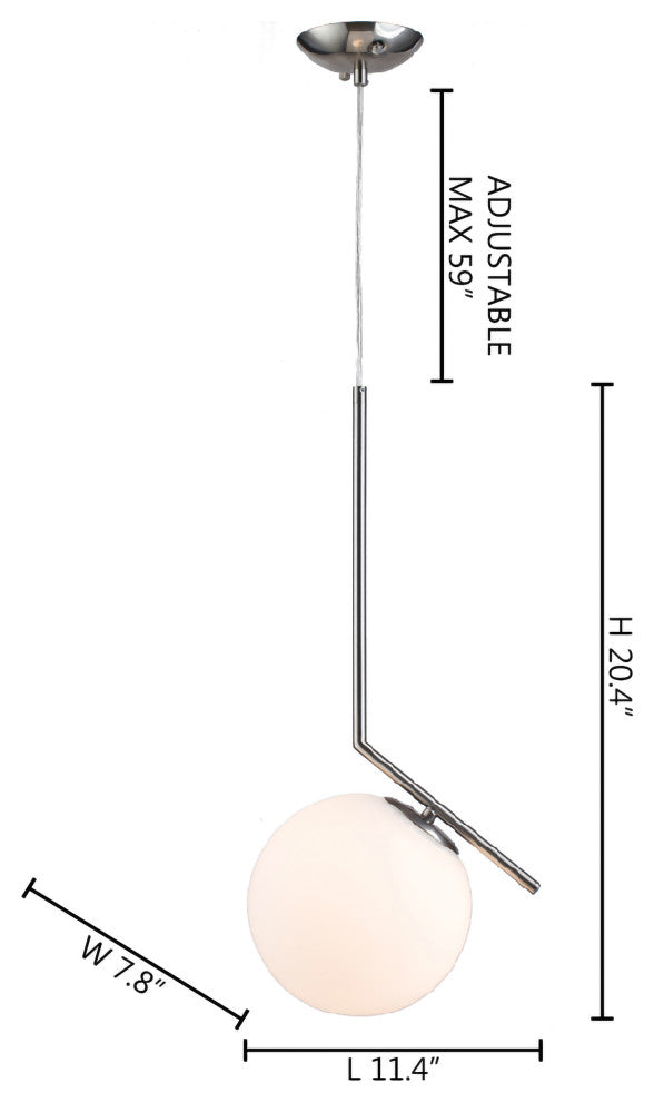 Iron Frame With Milk White Glass Ball Light Fixture, Satin Nickel