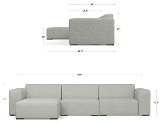 Rex Left-Facing Modular Sectional Sofa in Tightly Woven Performance Fabric