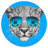 Leopard With Mirror Sunglasses, Animal Round Wall Art, 23"