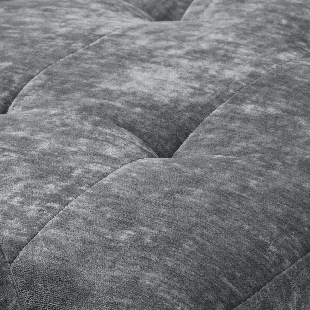 Eileen Slub Velvet Grey Bench - Grey