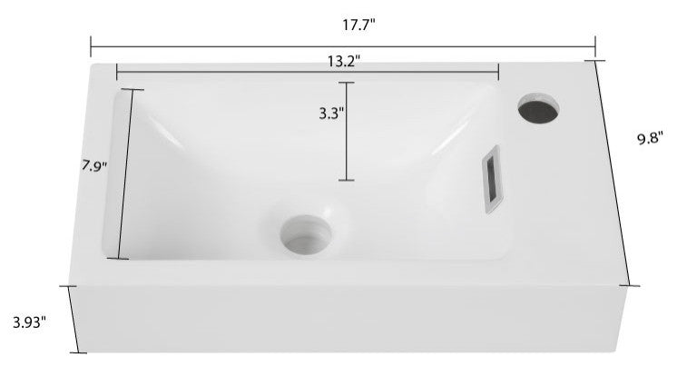 18" Solid Surface Resin Streamline K-1207-18R Vanity Top
