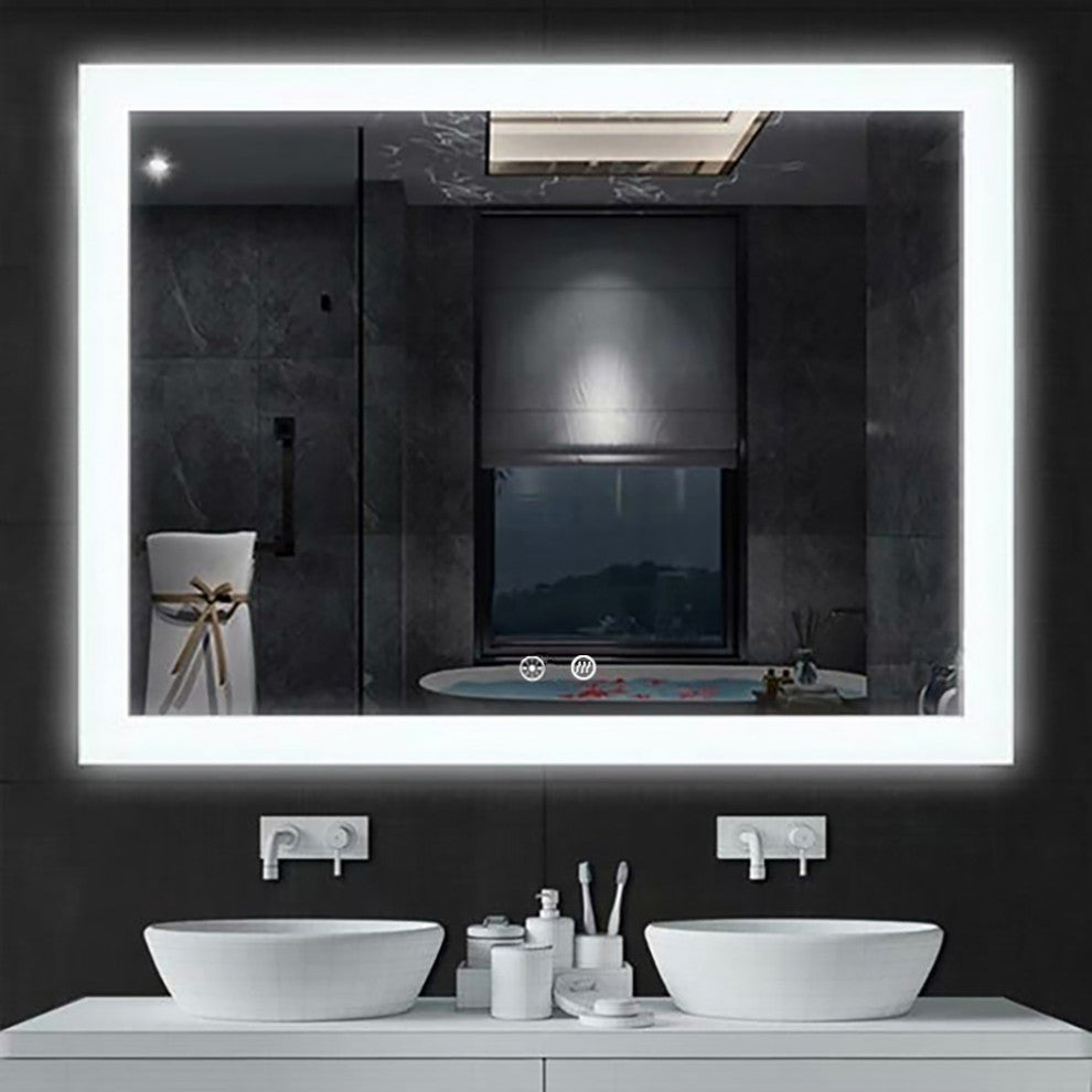 Luminous Dimmable LED Mirror with Defogger, 48"x36"x1.75"