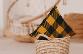 Buffalo Plaid Accent Pillow With Removable Insert, Yellow, 16"x16"