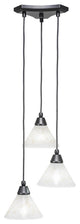 Europa 3-Light Cluster Pendalier, Matte Black/Gold Ice