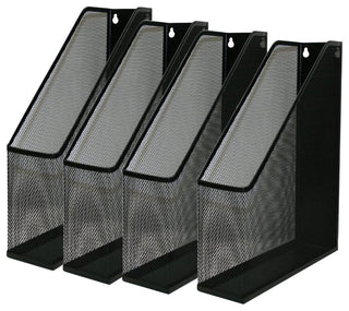 YBM Home Black Mesh Wall Mount File Holder 12"x10"x3", 4 Pack
