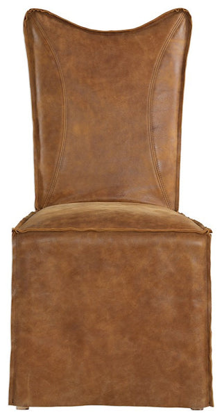 Uttermost Delroy Armless Chairs, Cognac, Set of 2, 23447-2