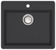 Transolid Quantum 22"x20" silQ Granite Drop-in Single Bowl Kitchen Sink, Black