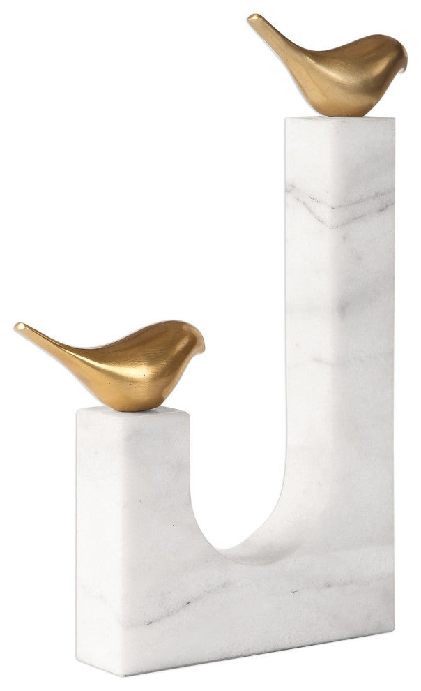 Uttermost 18603 Songbirds Brass and Marble Bird Statue by David - Brass